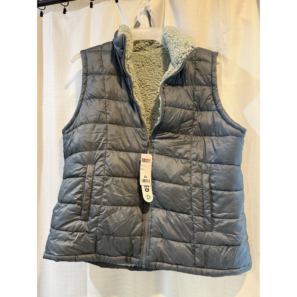 32 Degrees Reversible Sherpa-Lined Vest Goblin‎ Blue XL  NWT